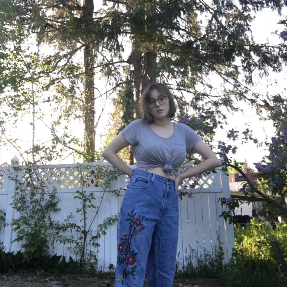 Hand painted mom jeans